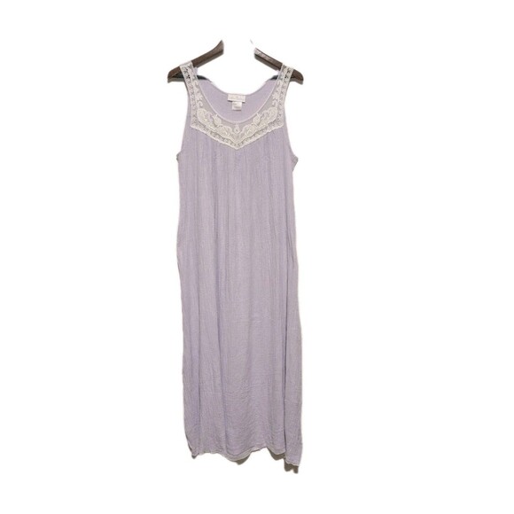 Soft Surroundings S/Less Nightgown Lounge Dress Cotton Voile 1X Light Purple - Picture 1 of 5